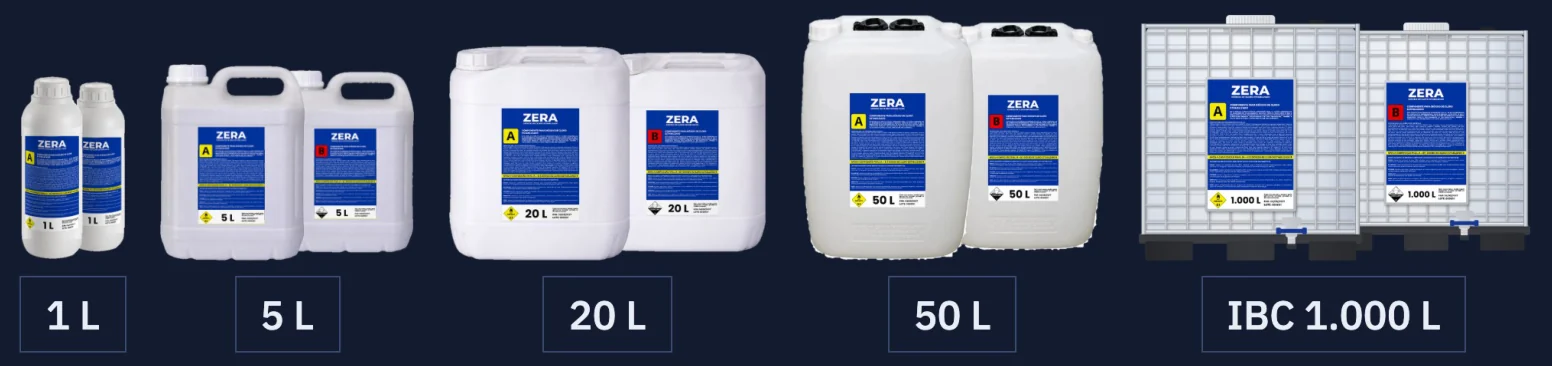 Kits A+B em 1 L, 5 L, 20 L, 50 L e IBC 1.000 L